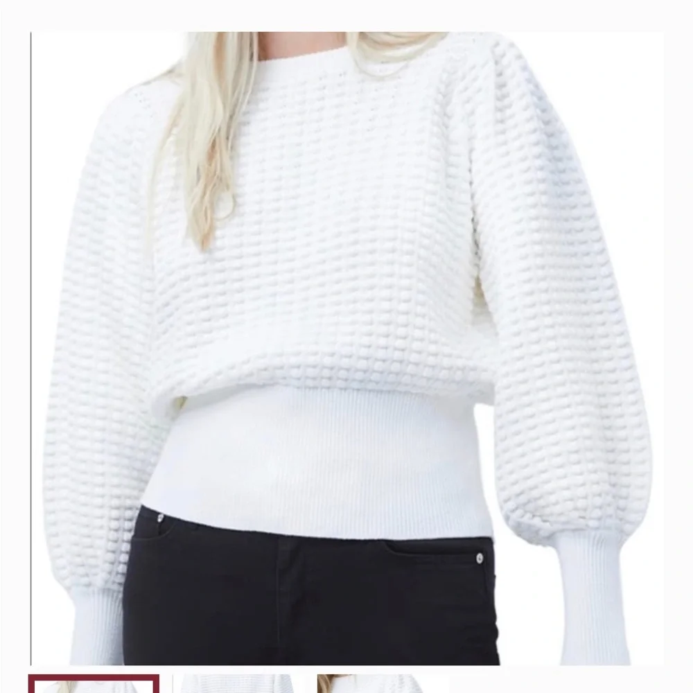French Connection Cotton Mozart Popcorn Sweater S White CrewNeck Oversized